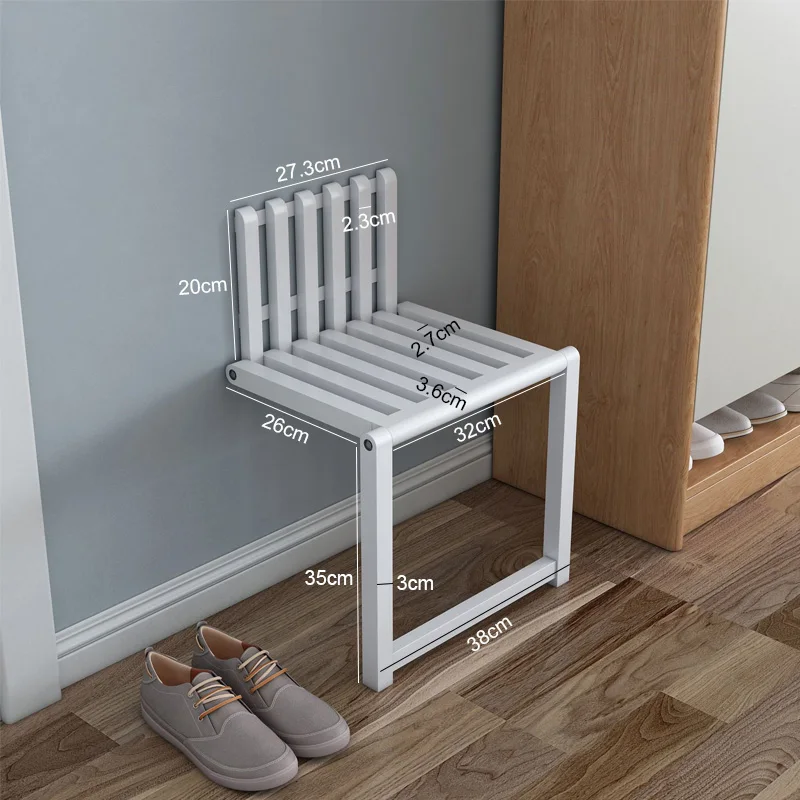 Folding Footstool Wall-Mounted Wall Folding Porch Chair Door Shoe Cabinet Hidden Footstool Folding Bathroom Stool 2