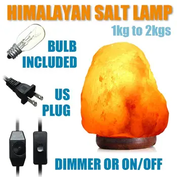 

Wooden Base Air Purifier Crystal Salt Lamp Night Light Dimmer Button Switch Table Desk Light Bedside E14 Bulb Home Decor