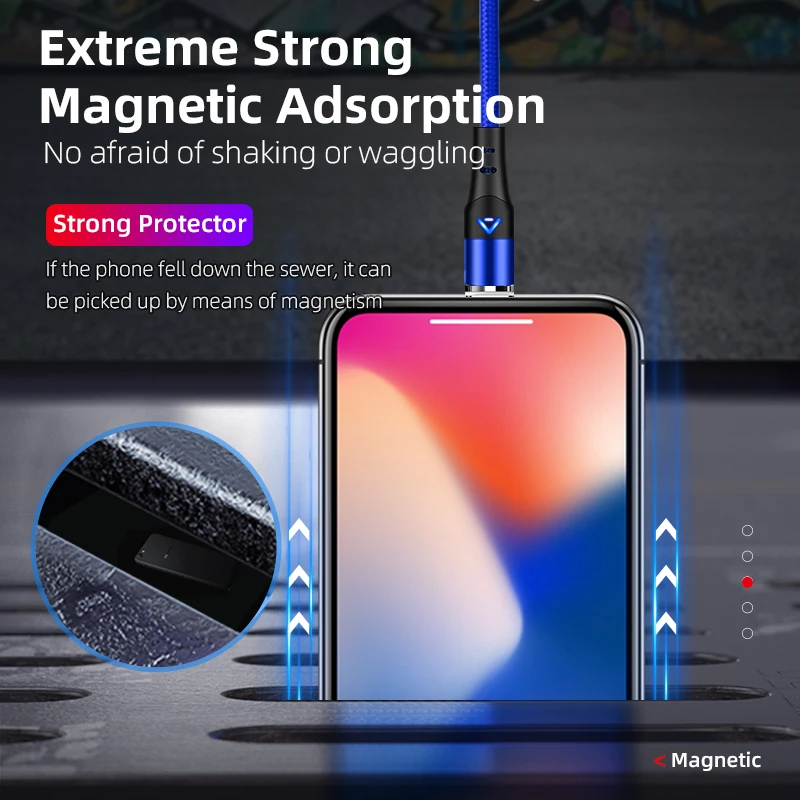 Новый 3а Быстрый зарядный USB кабель для samsung Iphone Xiaomi Micro C Тип Сильный магнитный