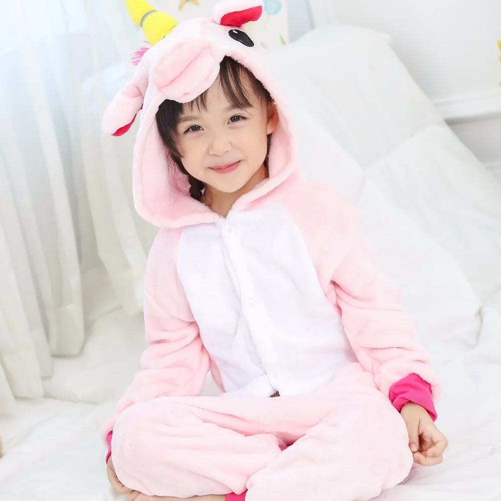 Пижамы кигуруми для детей, фланелевые зимние рождественские пижамы с единорогом, пижамы с животными для девочек, пижамы для мальчиков, детские пижамы для сна
