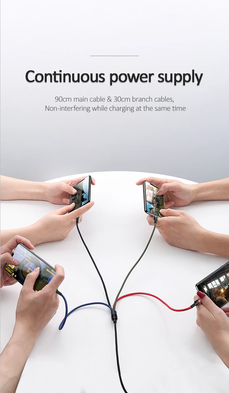USAMS 4 в 1 мульти usb Кабель зарядного устройства для iPhone samsung huawei xiaomi Быстрая зарядка провод данных для lightning micro usb type c светодиодный