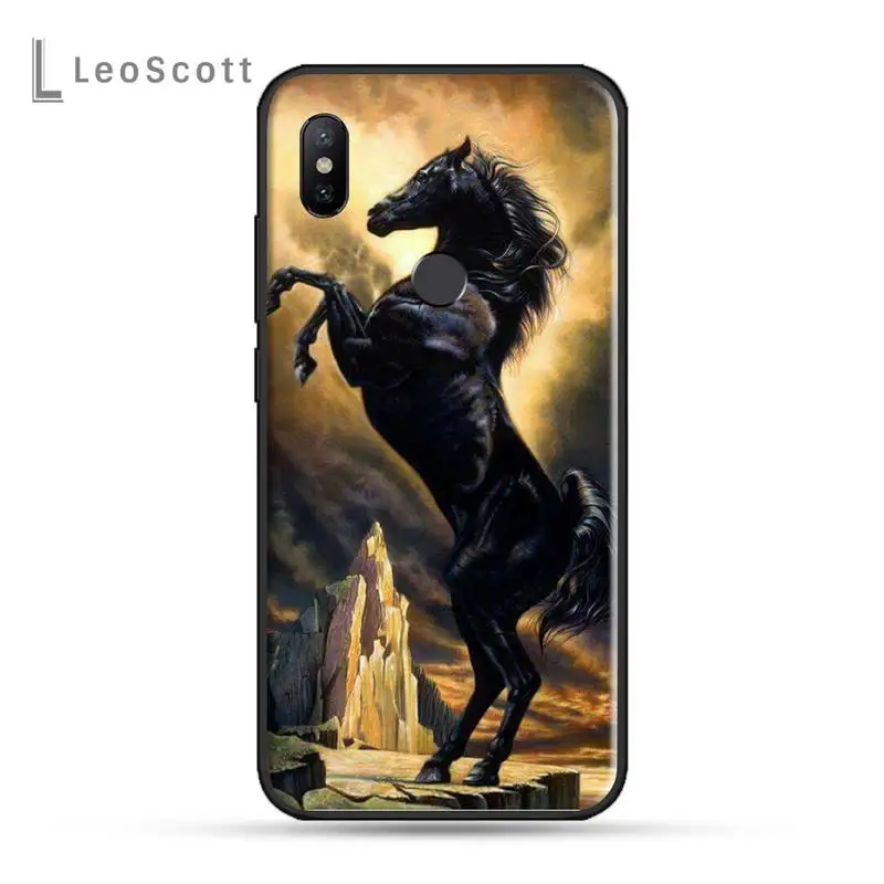 xiaomi leather case design Running horse Phone Case For Xiaomi Redmi 7 8 9t 9se k20 mi8 max3 lite 9 note 9s 10 pro cases for xiaomi blue