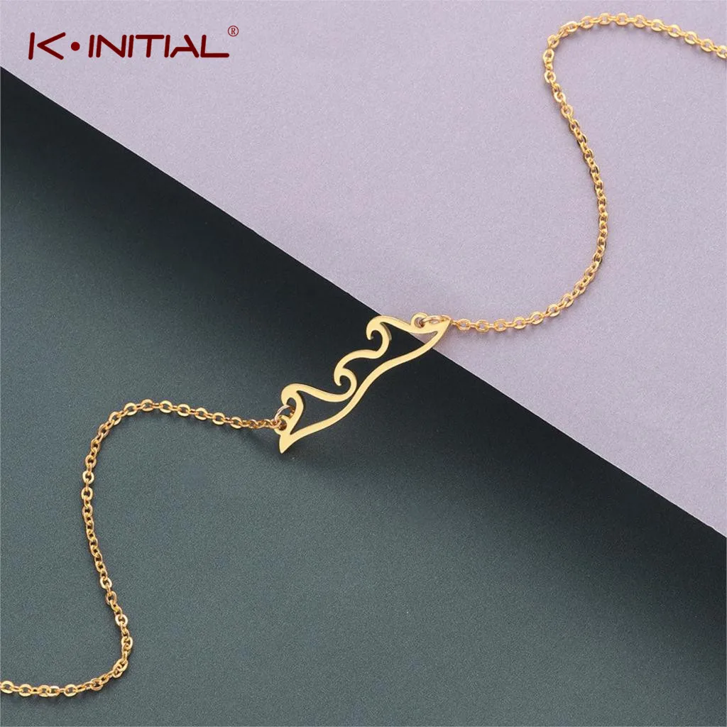 Kinitial волнистое ожерелье из нержавеющей стали подвеска пляжный Шарм ювелирные
