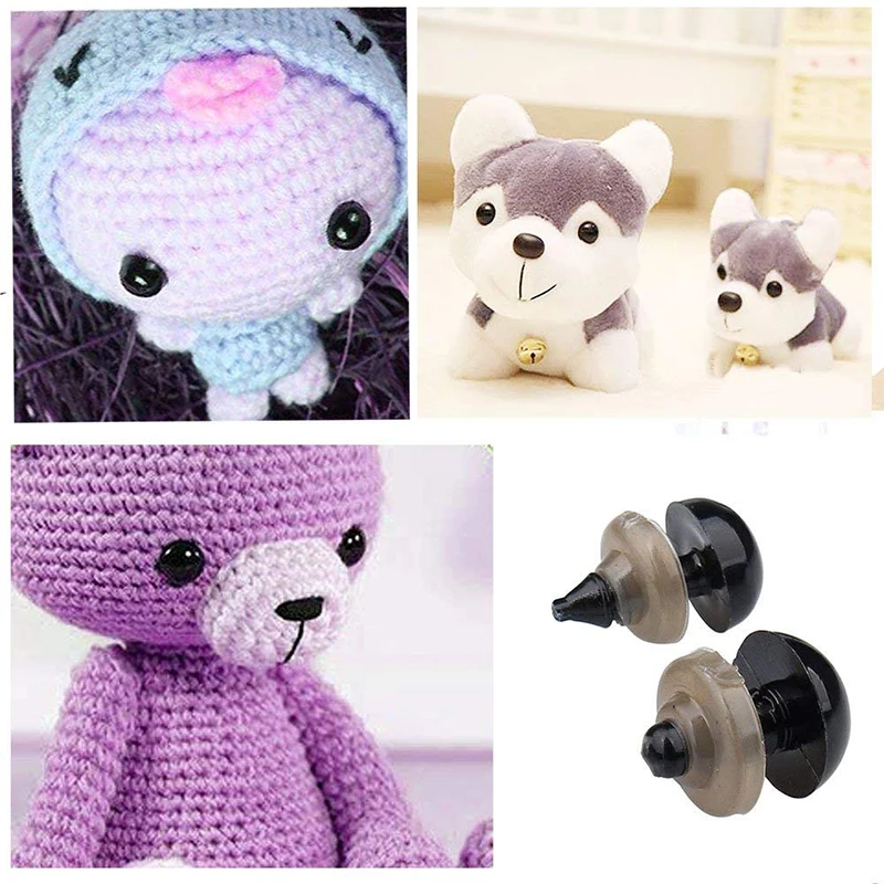 MIUSIE Eyeball Doll Safety Nose Black Plastic Crafts Eyes For Teddy Bear Stuffed Toys Snap Animal Puppet Dolls Craft Eyes