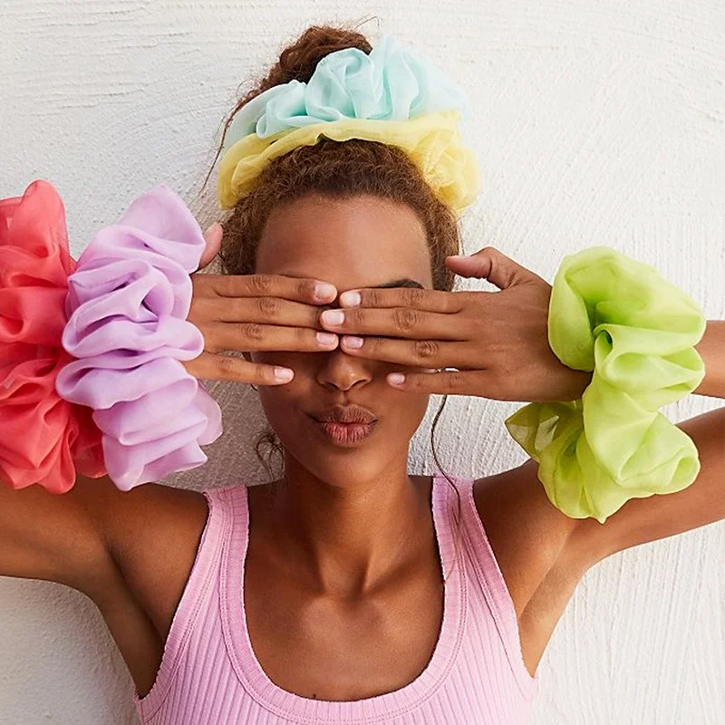 Luxurious Oversized Satin Scrunchies - Elegant Hair Accessories Collection