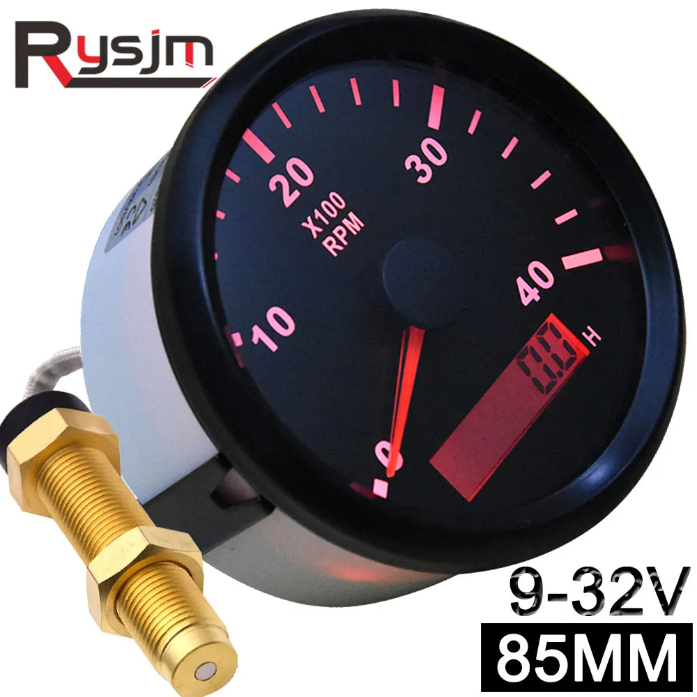 85 Millimetri 4000Rpm Contagiri Con Led Digital Contaore Marino Fuoribordo Motore Diesel Generatore Di Motore A Tacho Meter Gauge 12V/24V