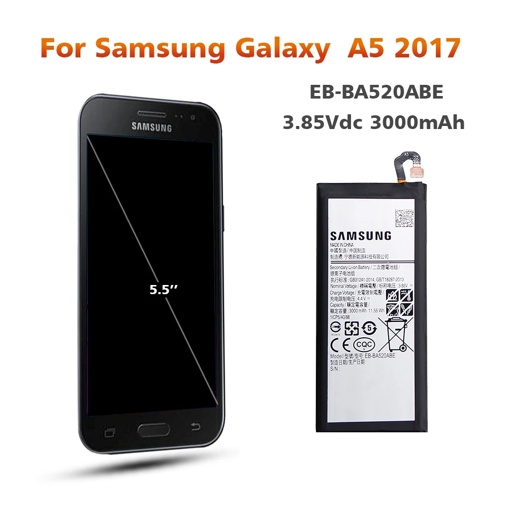 Оригинальный аккумулятор для SAMSUNG A520 Сменный телефона Samsung EB BA520ABE 3000 мА Galaxy A5 2017
