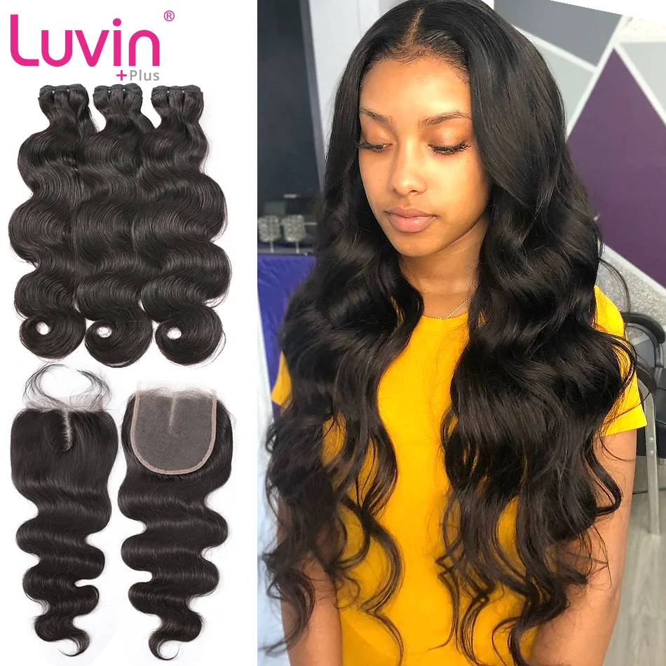 

Luvin OneCut Hair Body Wave Brazilian Hair Weave Bundles Human Hair 3 4 Bundles With Closure Remy Hair Extension