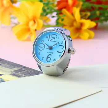 

Unique Women Mens Finger Ring Watch Quartz Movement Adjustable Stainless Steel Band Fashion Jewelry Ring Elastic Band Gift