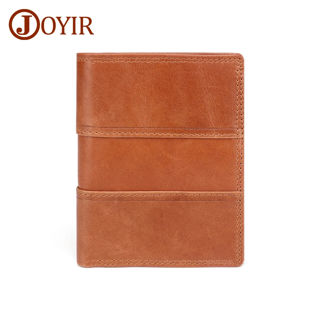 Joyir из натуральной кожи Для мужчин кошельки Роскошные брендовые RFID Бумажник держатель для карт бумажник с Отделом для монет карман короткие мужская сумка для денег - Цвет: brown