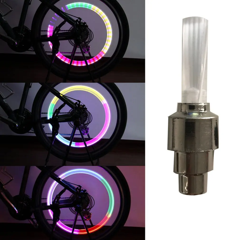 1PCS Bicycle LED Light Tire Valve Cap Bicycle Flash Light Mountain Road Bike Cycling Tyre Wheel Lights LED Neon Lamp Cover Wheel
