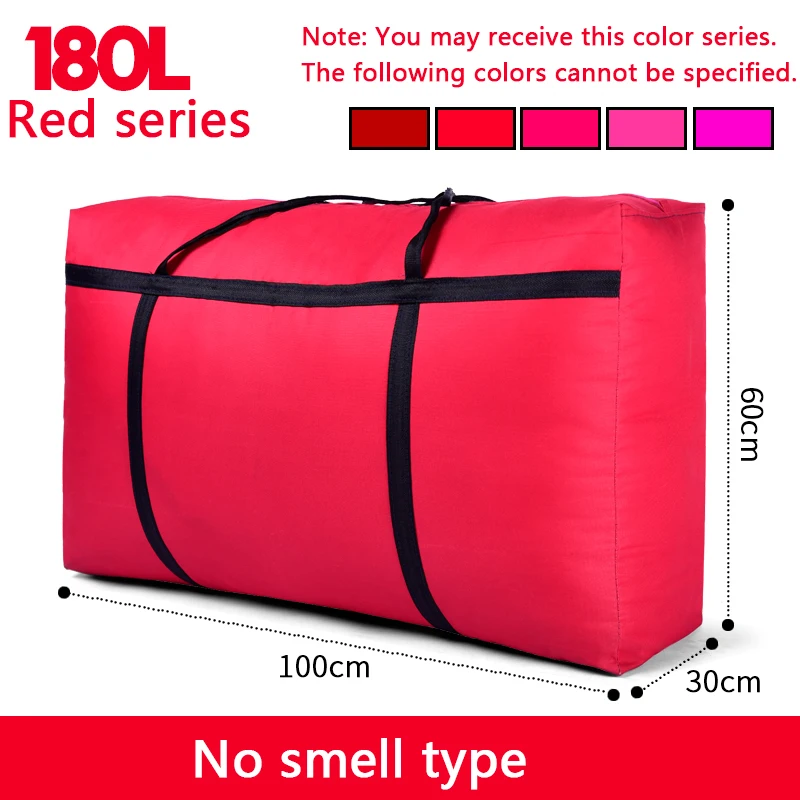 Большая Вместительная дорожная сумка для дома без запаха, ткань Оксфорд, тканая змеиная кожа, 150л, 180л, большая сумка для хранения, сумка для багажа, Холщовая Сумка - Цвет: Red series 180L