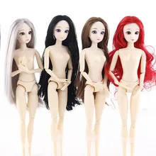 30cm BJD Doll 1/6 20 ruchome stawy 3D oczy długie włosy kobiece plastikowe nagie ciało moda lalki dla dziewczyn DIY świąteczne prezenty(China)