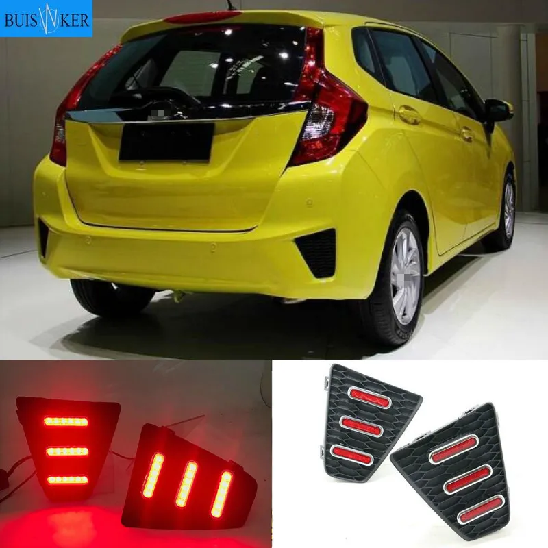 

1 пара для Honda Jazz FIT 2014 2015 2016 2017 мульти-функции Автомобильный светодиодный задний противотуманный фонарь стоп-сигнал светильник сигнала поворота светильник фонарь заднего хода