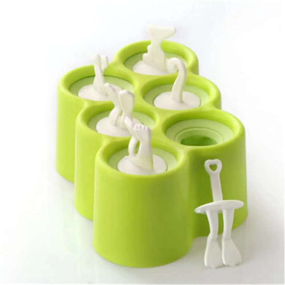 green Yllo olly Производители Мороженого силиконовые формы производитель коммерческих силиконовые заморозка льда формы кубики кухонные аксессуары DIY мультфильм - Цвет: green
