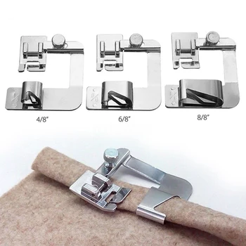 

6pcs/set Rolled Hemmer Practical Sewing Machine Snap On Replacement Parts Easy Install Durable Alloy Professional Accessories