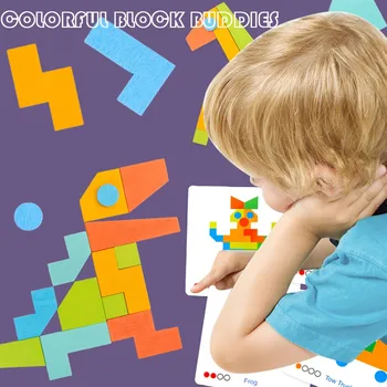

Wooden Toy Children Shape Geometric Colorful Block Buddles Study Educational Toy jigsaw picture puzzles for adults children game
