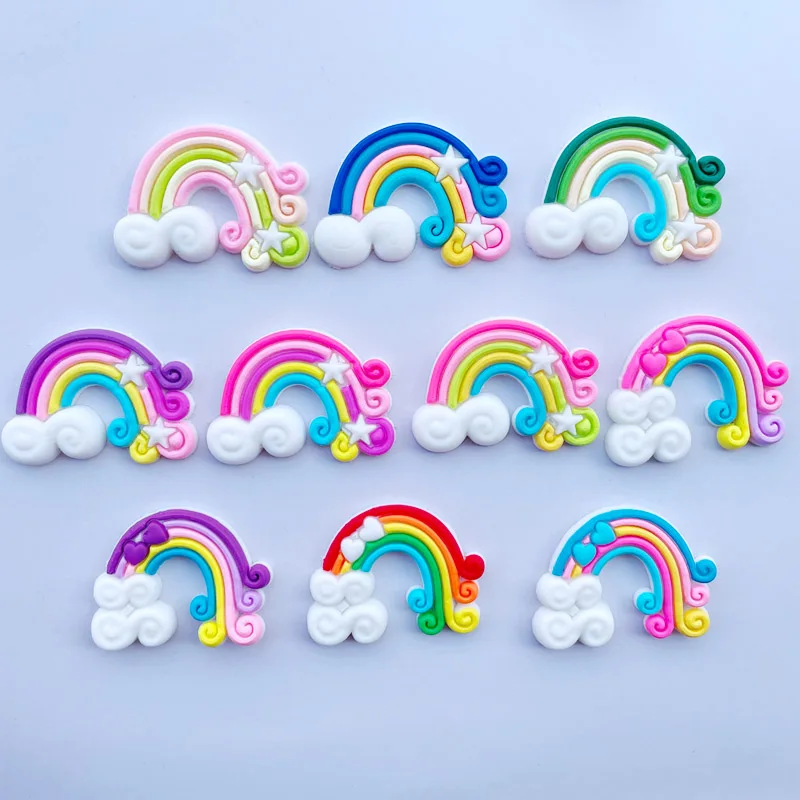 

10/20 Pieces Of New Kawaii Soft Glue Cartoon Rainbow Flat DIY Crafts Scrapbook Hair Bow Center Accessories Embellishment C52