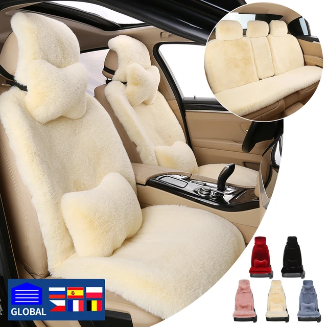 Universal Winter Car Seat Cushion Headrest Lumbar Support Imitated Rabbit  Fur Car Seat Cover Thickened Plush Auto Cape Keep Warm - AliExpress