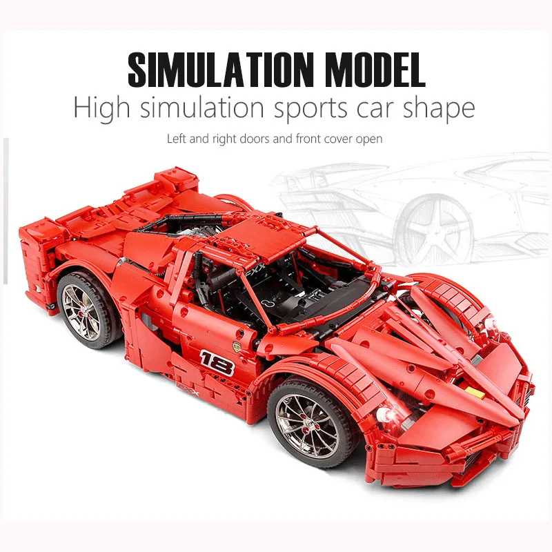 

13085 The 1:8 Red FXX Super Racing Sport Car APP RC Car With Motor Set Model Building Blocks Bricks Children Toys Gifts For Kids