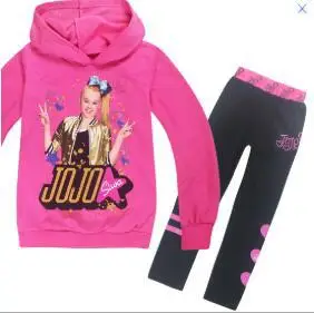 JOJO Siwa костюм на Рождество для девочек толстовки с капюшоном на весну топы, леггинсы, штаны, толстовка, футболка для девочек, костюм 2 шт./компл. спортивный костюм - Цвет: 7221rose-set