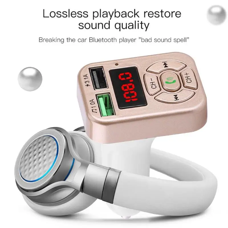 Беспроводной FM USB зарядное устройство передатчик Hands-free Bluetooth MP3-плеер Поддержка автоматического отключения питания Функция памяти для телефона