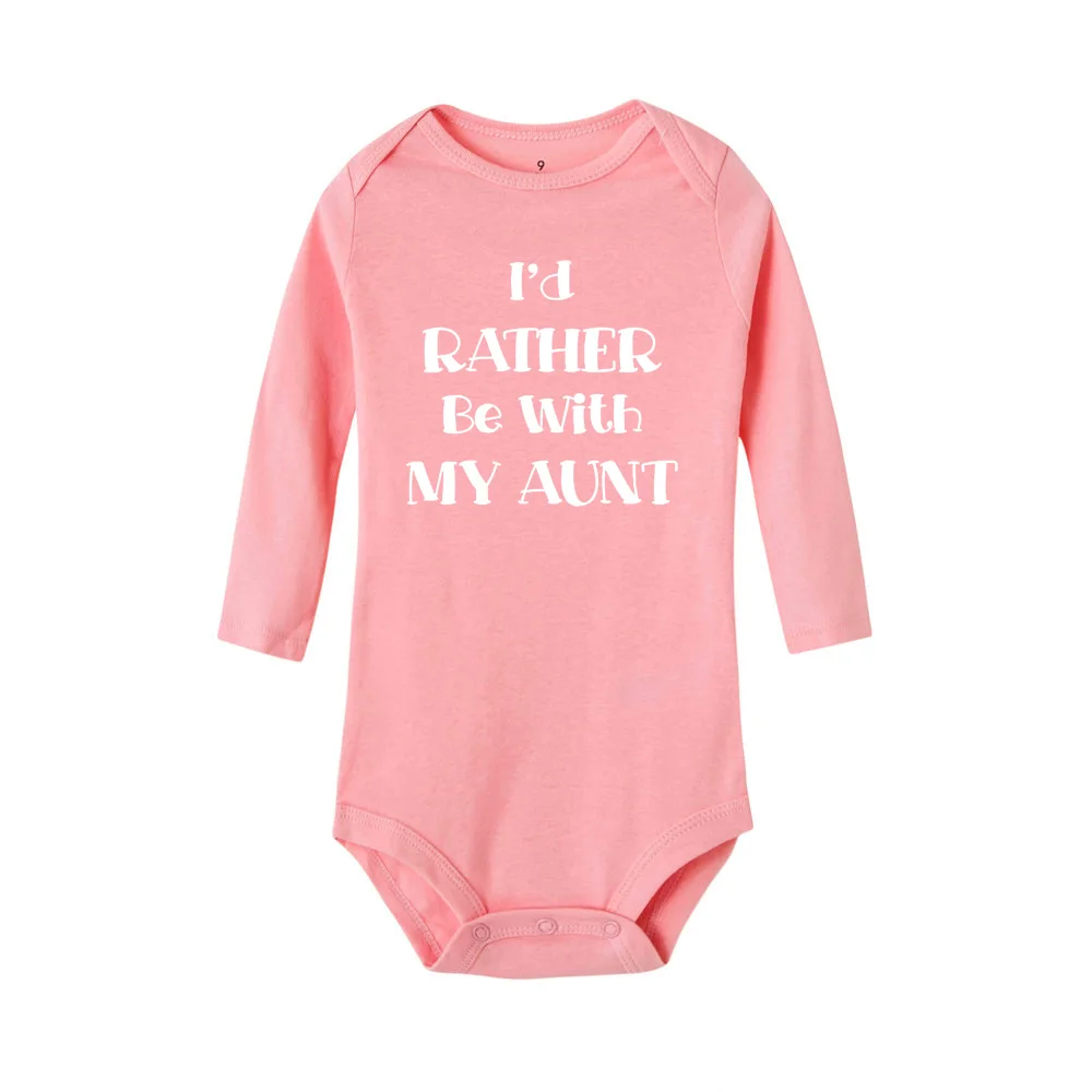 Хипстерский хлопковый боди для новорожденных, с надписью «I 'd want Be with My tunt Infant», комбинезон с длинными рукавами для малышей
