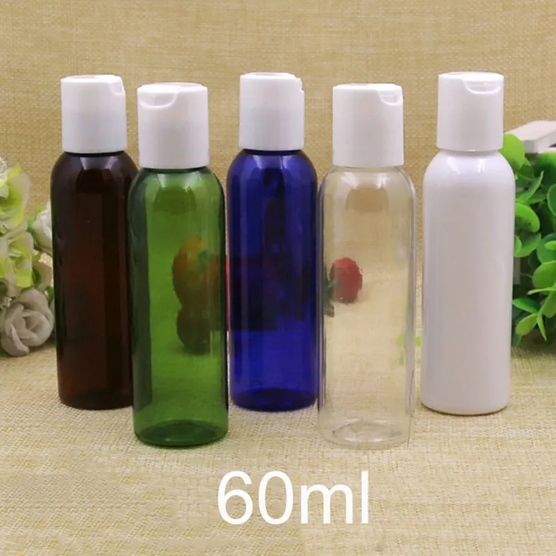 

60ml Plastic Press Cap Bottle Makeup Face Toners Cosmetic Water Packaging Refillable Shampoo Shower Gel Container Free Shipping