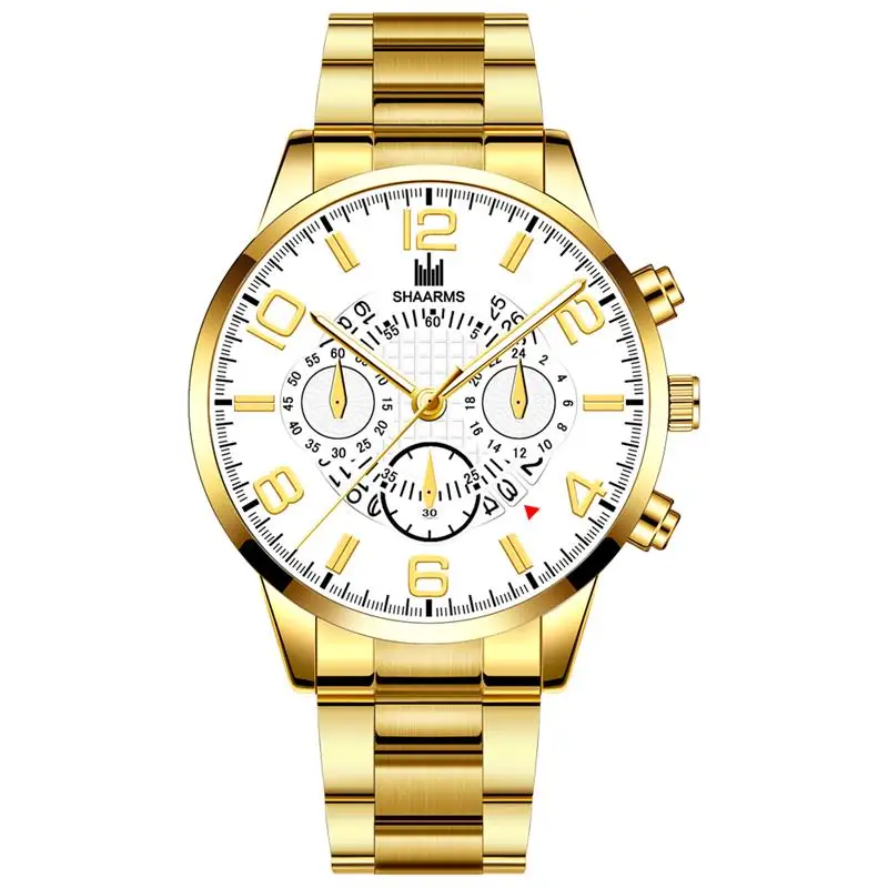 Reloj Hombre модные роскошные золотые часы из нержавеющей стали аналоговые кварцевые наручные часы мужские деловые часы мужские часы