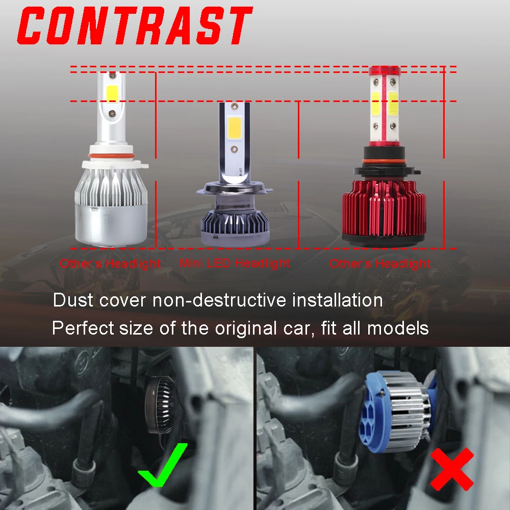 CARCTR 1 набор Автомобильный светодиодный фары для H8 H9 H11 9005 9006 9012 H1 H3 H7 налобный