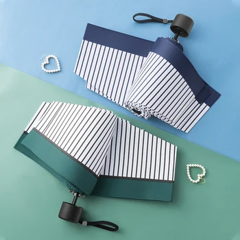 

umbrella Striped parasol UV protection female sun upf50 + compact portable fully automatic sun ultra light