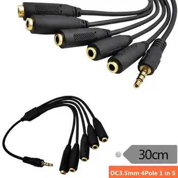 

Gold-Plated3.5mm (1/8") TRRS 4-Pole/3-Rings Male to 5x Female 3.5mm TRRS 4-Pole/3-Rings Stereo Splitter Audio Cable0.3m