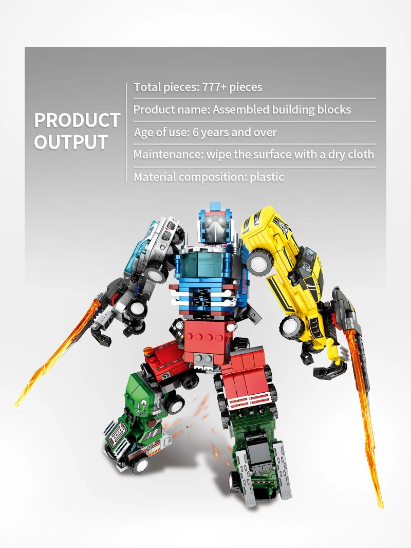 2020 Robot Toys 777 PCS Children Building Blocks Toy LegoINGlys Blocks Educational Bricks Boys Car Models Engineering vehicle (2)