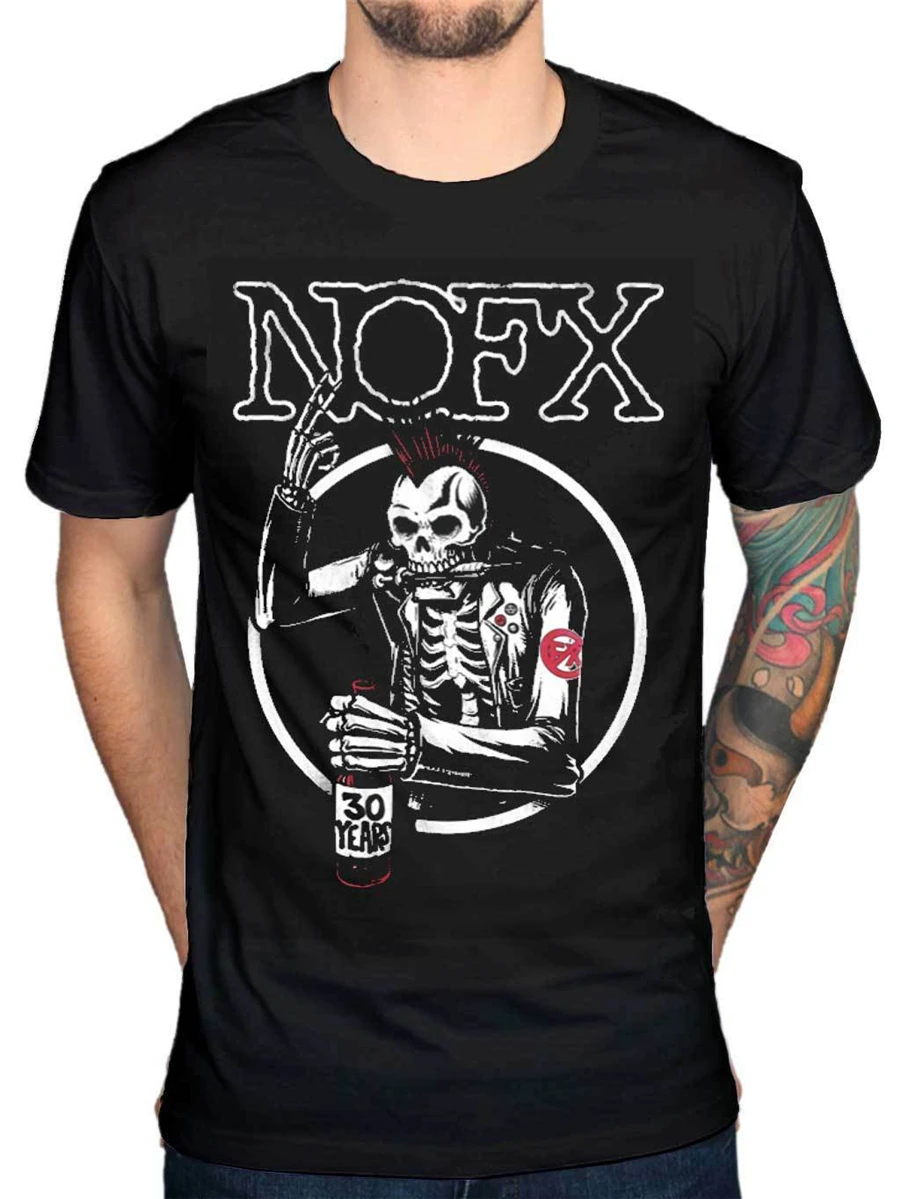 Футболка с изображением старого черепа NOFX в стиле панк-рок металлическим