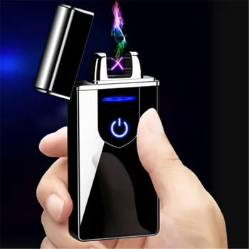 

Double Arc Finger Touch Induction Lighter USB Charging Cigarette Lighter Rechargeable Electronic Lighter Smoking Lighter Zinc Al