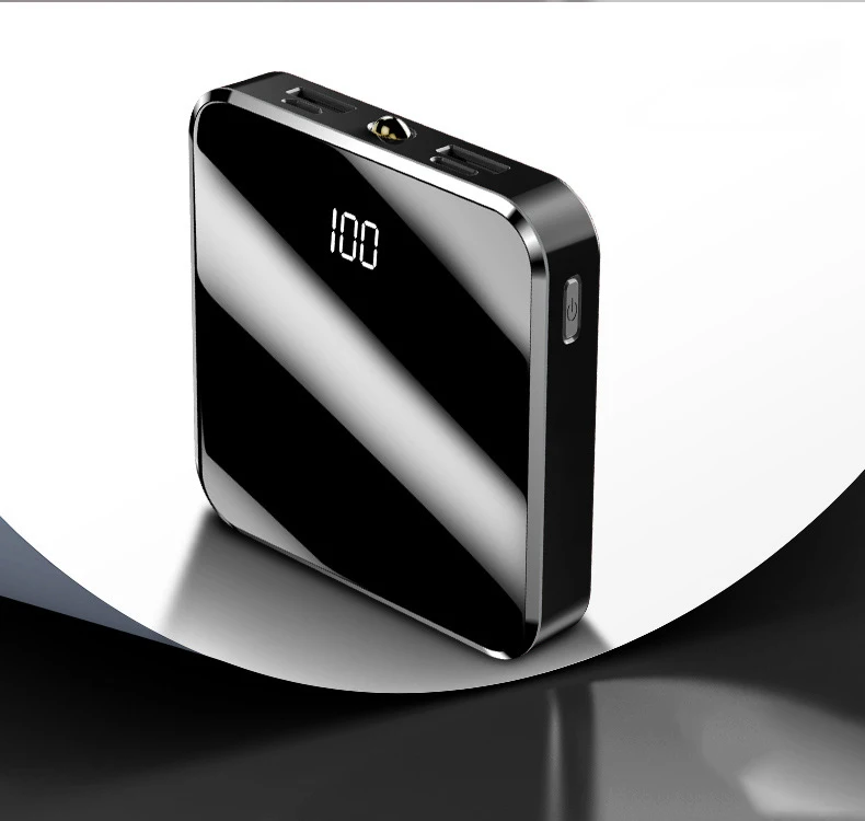 20000mAh Power Bank Dual USB Mobile Phone Charger for Phone Tablet Mini Powerbank External Battery Pack Poverbank with LED Light - Цвет: Черный