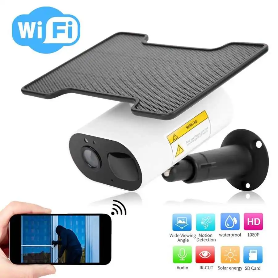 Solor камера 1080P WiFi на солнечных батареях HD IR ночной просмотр водонепроницаемый 2 Way