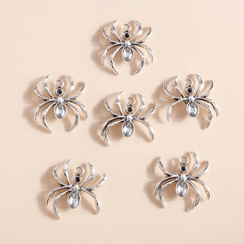 10pcs 28*31mm Antique Silver Color Insect Spider Charms Fit Necklaces Pendants Earrings Making DIY Handmade Jewelry Accessories