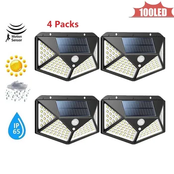 

energia 100 led solar light outdoor Street Light PIR Motion Sensor for garden decoration lamp Security Spot Lights Luminaria 4 s