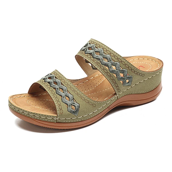 

Handmade Stitching Comfy women Sandals Car Line Anti-slip Large Size Retro Wedge With Thick Bottom Comfortable Sandals