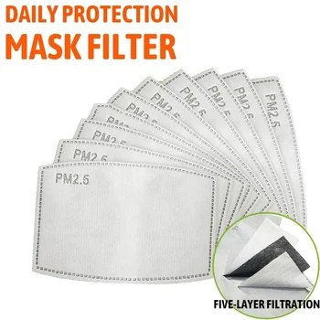 

10/20/50/100 PCS 5 Layers PM2.5 Filter Paper Activated Carbon Adult Anti Haze Mouth Mask Anti Dust Air Face Mask Filter