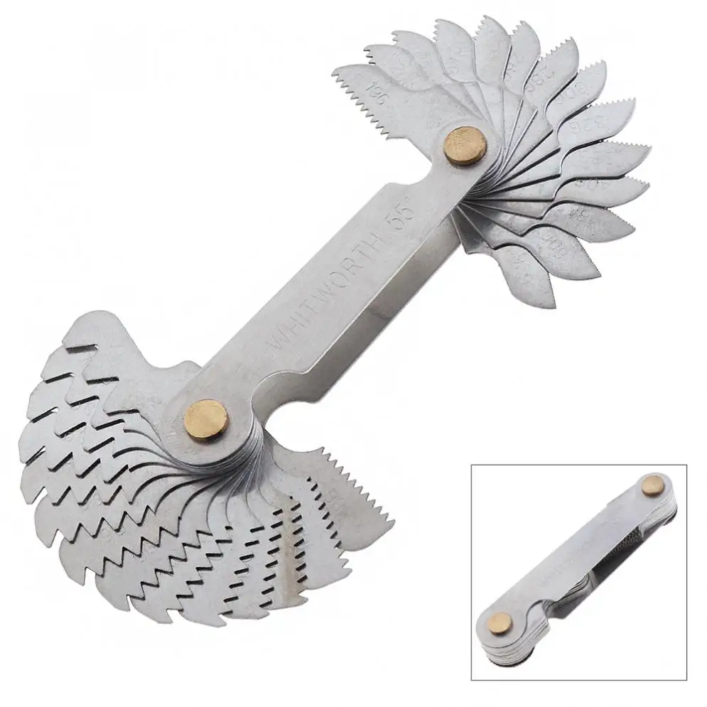28pcs/Set Imperial Specification Screw Gauge Whitworth 55 Degree Pitch with Blades Range 4-62G for Measurement | Инструменты