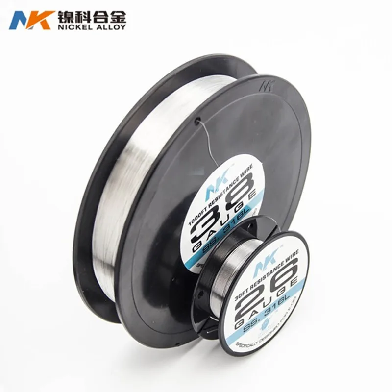 NK нержавеющая сталь SS316L AWG 22 24 26 28 30 32 34 36 38 40 Калибр быстрый нагрев diy катушка Vape