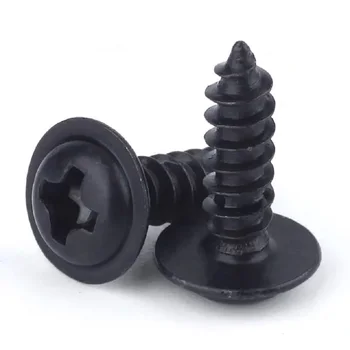 

1000/500/200PCS M1.7 M2 M2.3 M2.6 M3 M4 Round Head Carbon Steel PWA Screws Self-tapping Screws Black Padded