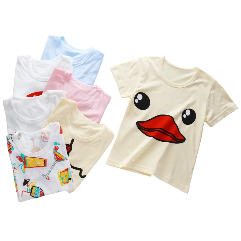 Хлопковые футболки с короткими рукавами для девочек Летняя Стильная Детская одежда Детские футболки новые модные футболки для мальчиков От 2 до 10 лет