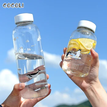 

1000ml Ocean Seal Whale Glass Water Bottle With Sleeve Portable Creative Sport Bottles Camping Kettle Tour Drinkware Cup Gourde