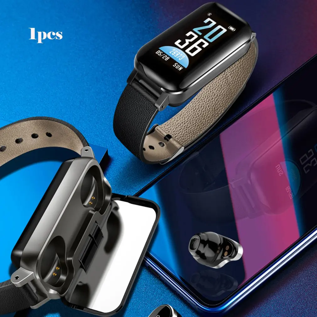 T89 TWS Смарт бинауральные Bluetooth наушники Фитнес браслет пульсометр спортивный автоматизированный браслет часы для мужчин и женщин