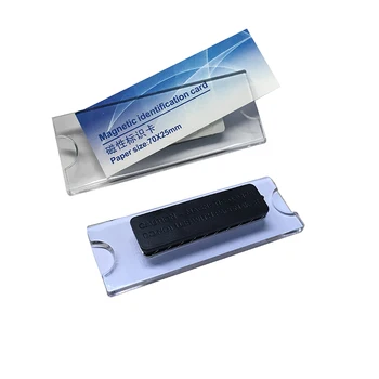 

20pcs Clear Reusable Name Tag Acrylic Chest Card Waiter Magnetic Name Badge