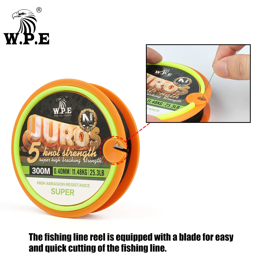 W.P.E JUROS Nylon Fishing Line 300m/500m/1000m Japanese Monofilament Leader  Sink Fishing Line 0.28mm-0.40mm Fishing Tackle