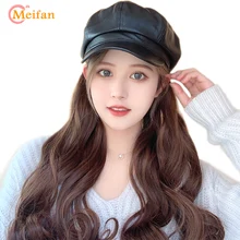 MEIFAN, длинный кудрявый синтетический парик со шляпой, Ретро стиль, искусственная кожа, восьмиугольная крышка, плавно соединяемая шляпа, парик для девочек, косплей, стиль волос